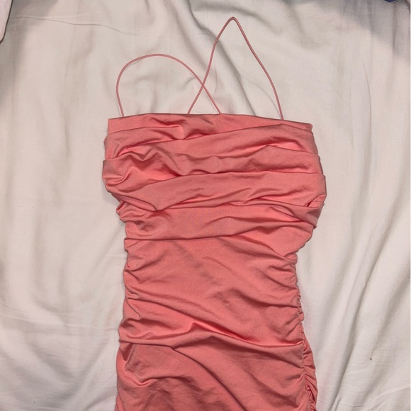 Oh Polly Pink Ruched Bodycon Dress - Picture 2 of 2